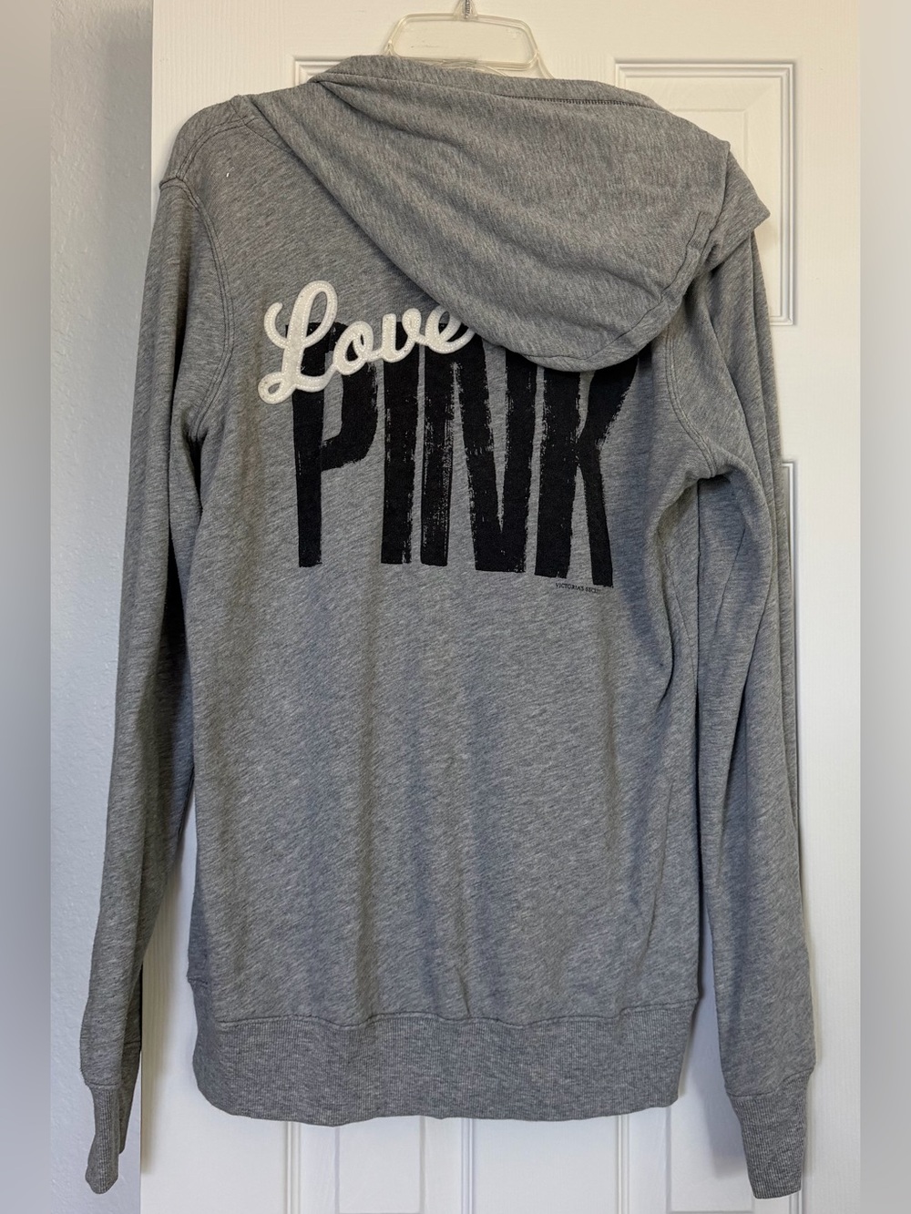 PINK Victoria's Secret Heather Gray Hooded Logo Sweatshirt